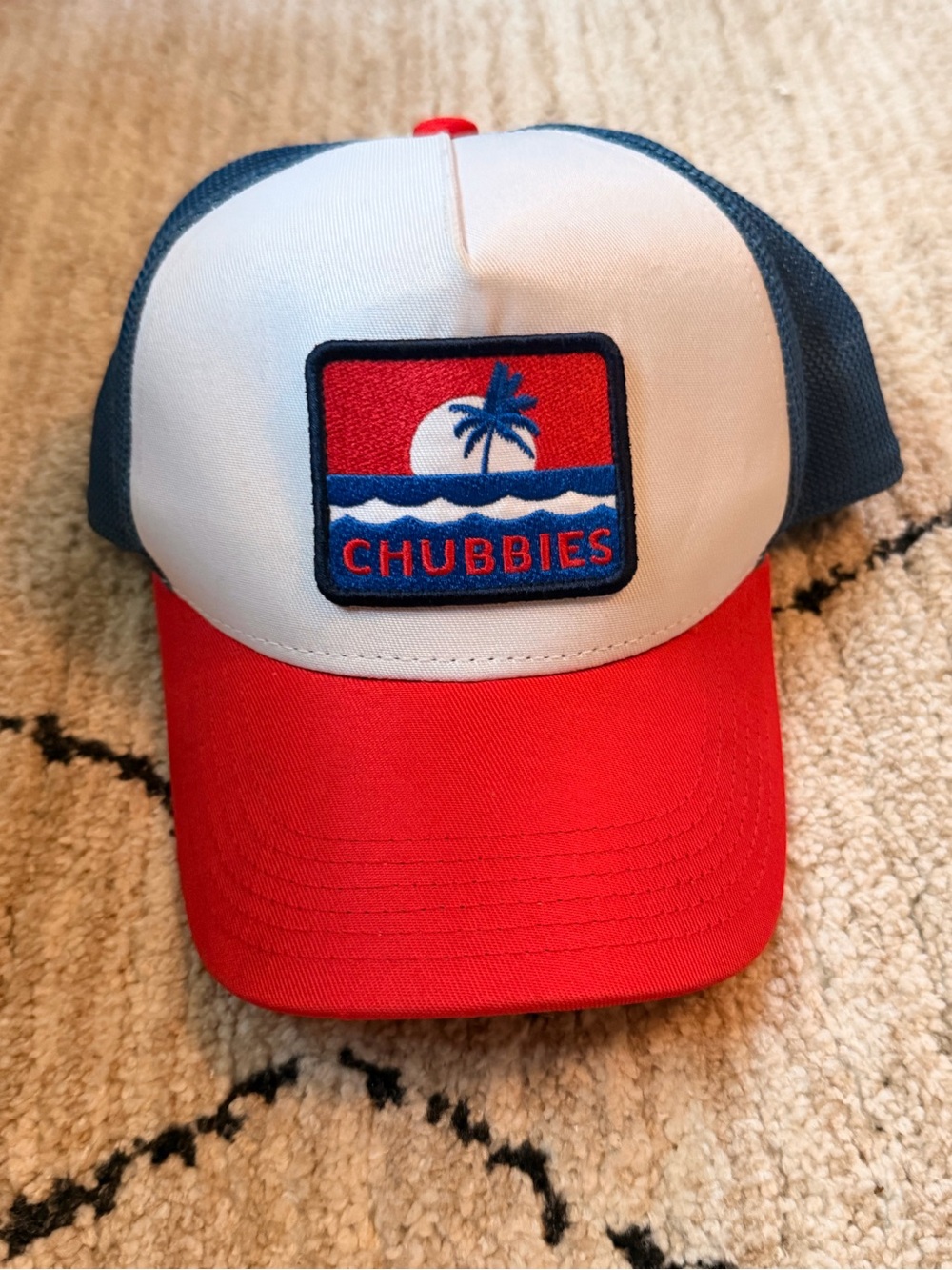 Chubbies Youth Trucker Hat Red White Blue Mesh Snapback Palm Tree Patch One Size